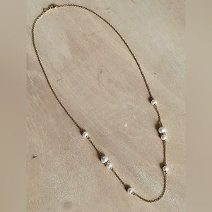 Judith Ripka Shima Station Necklace, Freshwater Pearls And Diamonds, 18K Gold